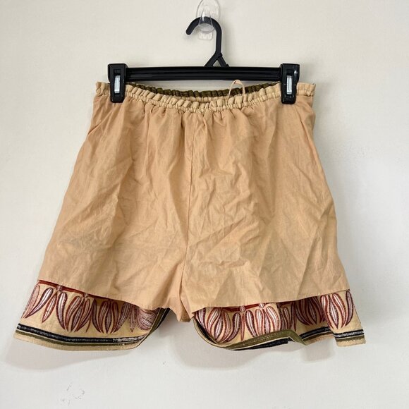 NEW Zara Boho Linen-Blend Embroidered Smocked Ruffle Mini Skort Skirt, Size XS - Picture 14 of 16